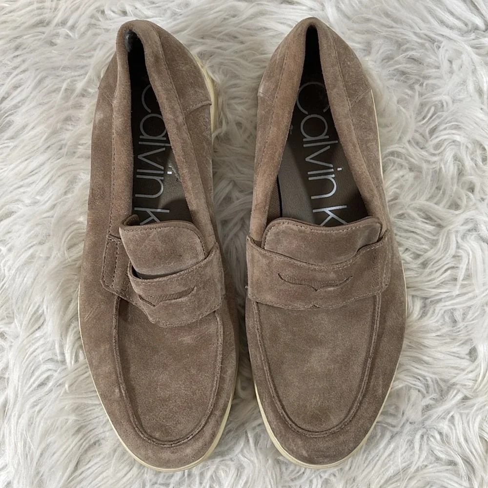 CALVIN KLEIN Men’s Trapper Slip-On Penny Loafers Leather Suede Shoes Size 8 - Picture 3 of 11